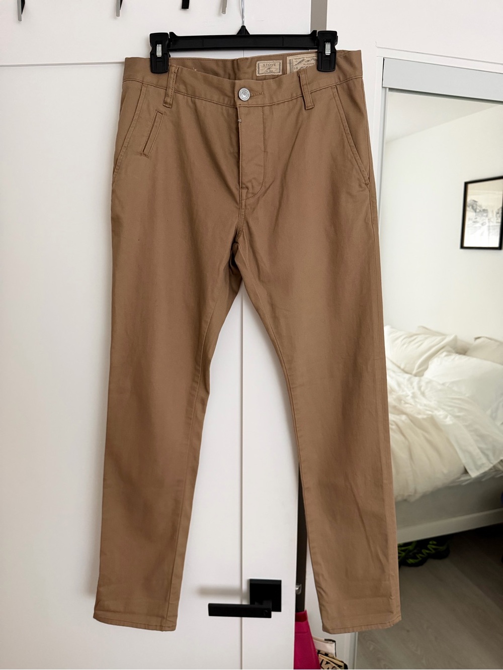 All Saints Men's Khaki Slim Chinos - Stove Fit